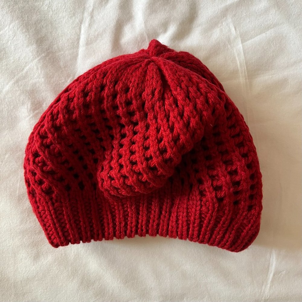 Red Crochet Winter Hat - Picture 6 of 8